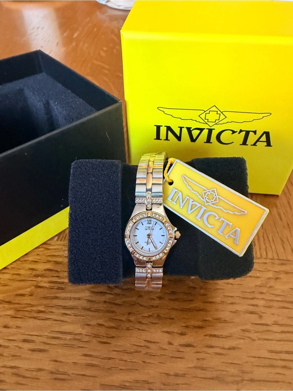 Invicta Women's Rose Gold Crystal Accent Bracelet Watch with White Dial